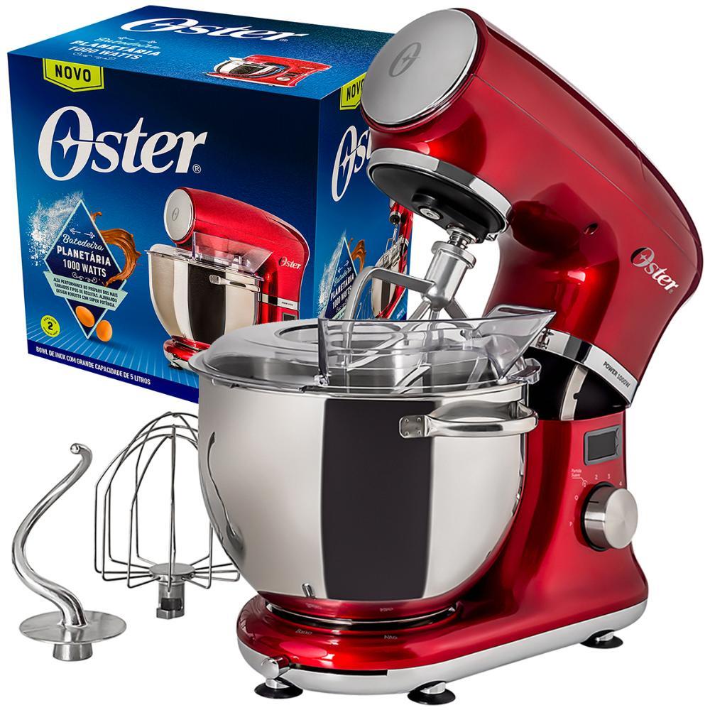 Batedeira Planetária Digital Oster OBAT911 220V Bowl Inox 5L Multifuncional Vermelha