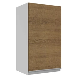 Armário de Cozinha Aéreo 100% MDF 35 cm 1 Porta Branco/Rustic Acordes Madesa