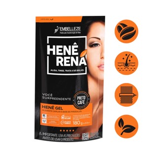 Henê Rena Gel Preto Café Tonaliza Alisante Embellezze 180g