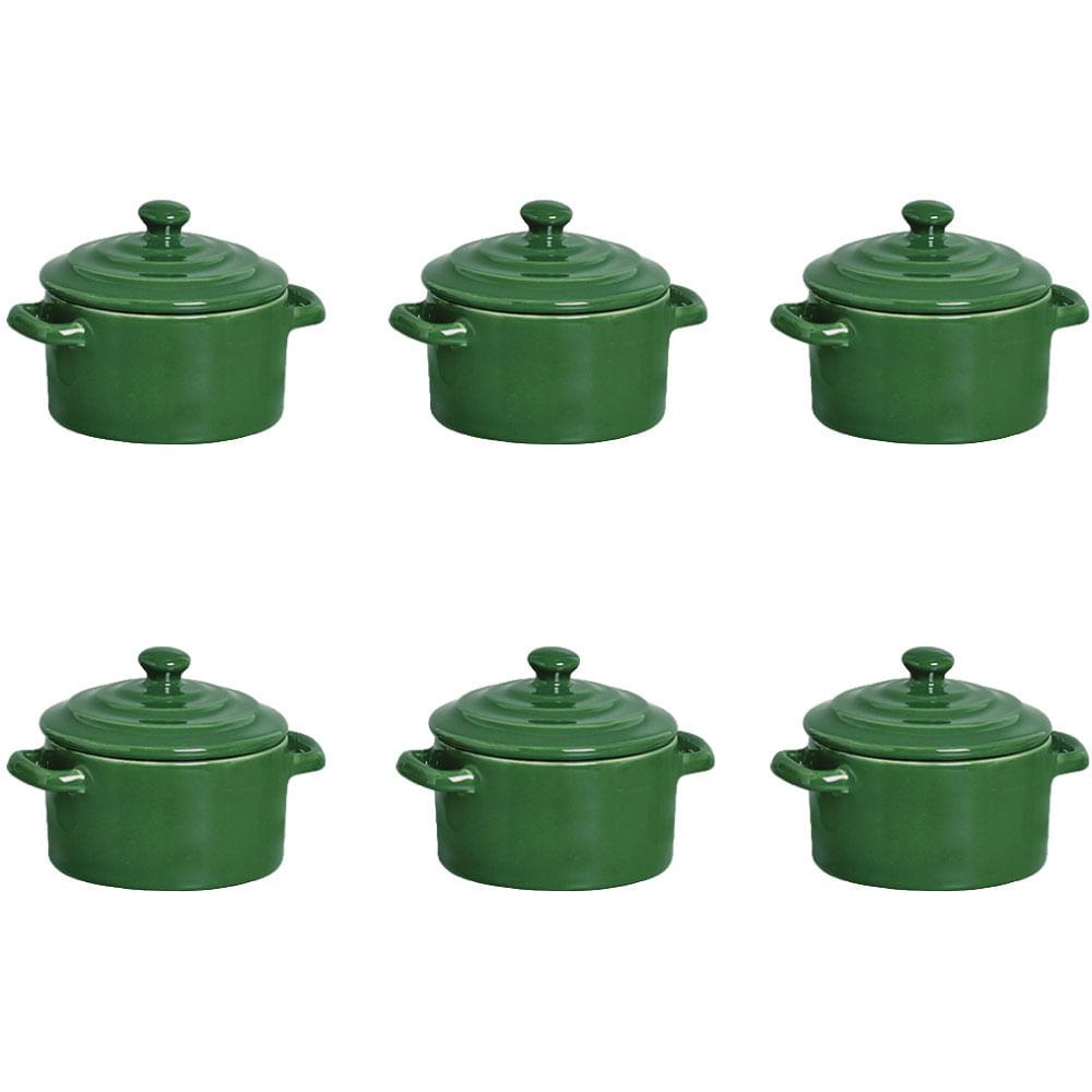Kit 6 Mini Caçarola Cerâmica Verde Esmaltada 250ml Moderna Panelinha Para Festa Buffet Servir em Oferta na Shopee