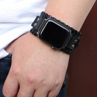 Pulseira De Couro Estilo Punk Para Apple watch Ultra 2 1 Series 9 8 7 6 SE 5 4 3 Relógio iWatch 49mm 45mm 44mm 42mm 41mm 40mm 38mm