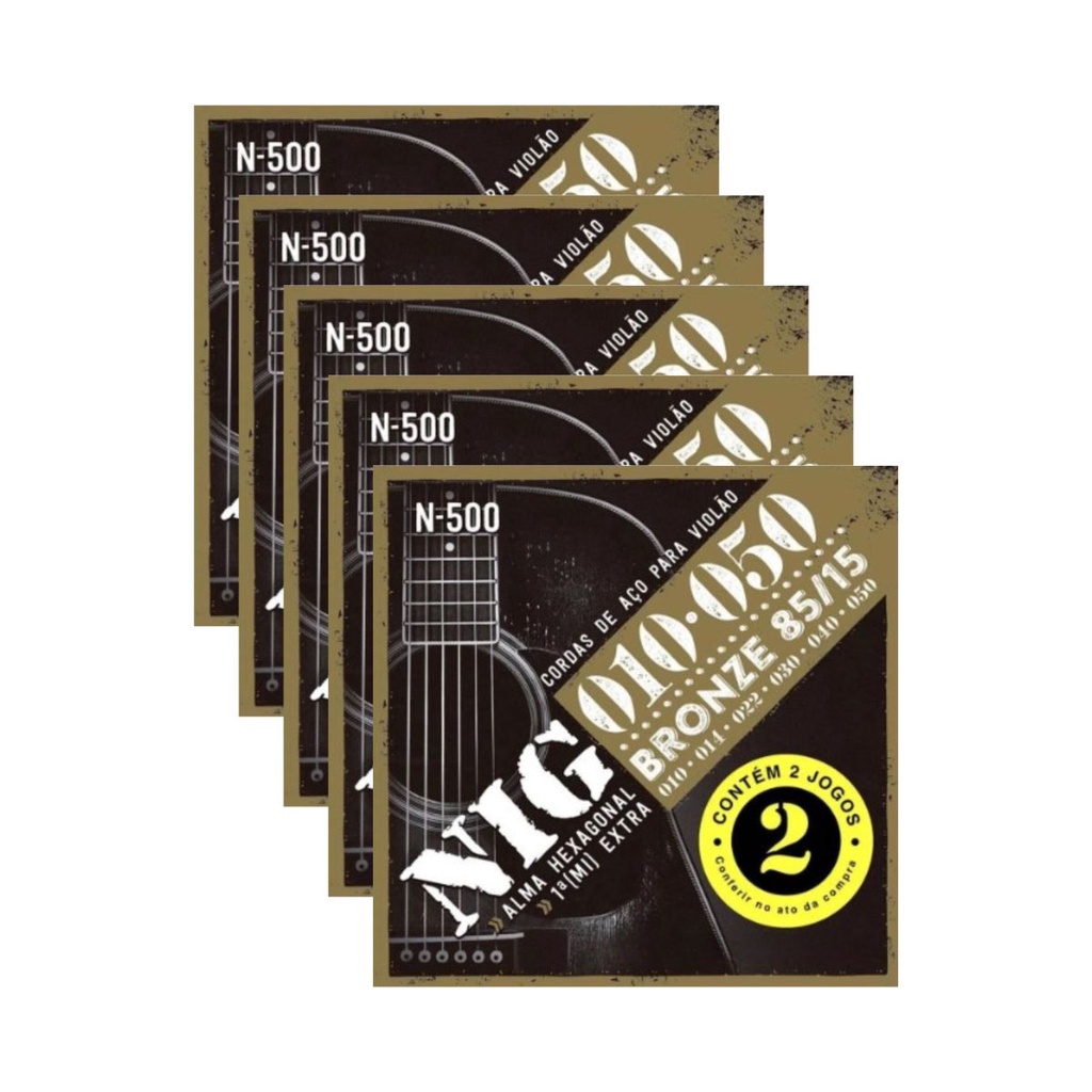 Encordoamento Violão Aço Bronze Nig N500 Kit 10 jogos .010” PR2N500L