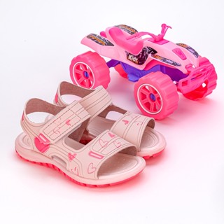 Sandália Infantil Menina Papete Confortável Criança Kidy Toys Rosa Pink com Brinquedo