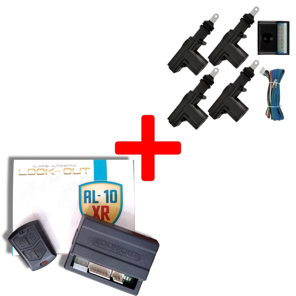 Kit De Segurança Automotiva Trava 4 Portas Universal E Alarme De Carro Al-10 Look Out Com 1 Controle