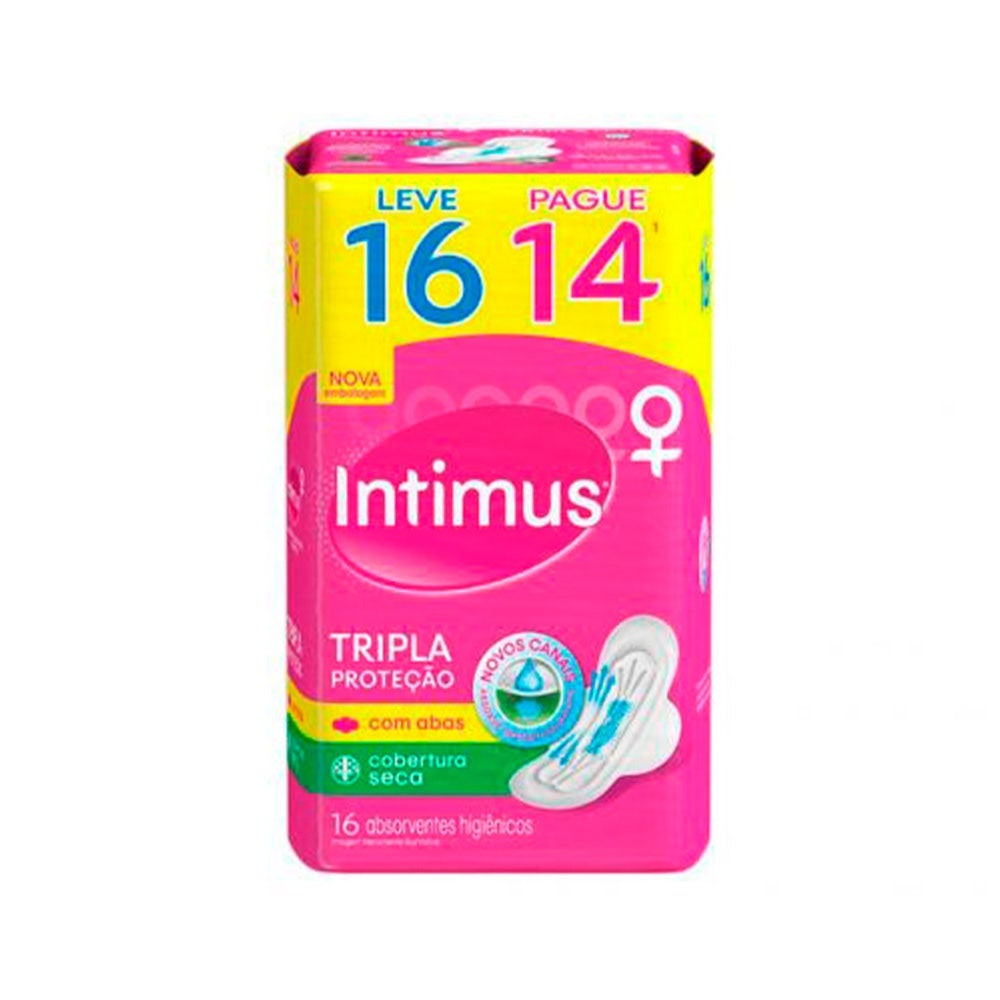 Absorvente Intimus com Abas Tripla Proteção Seca Lv16 Pg14 em Oferta na Shopee