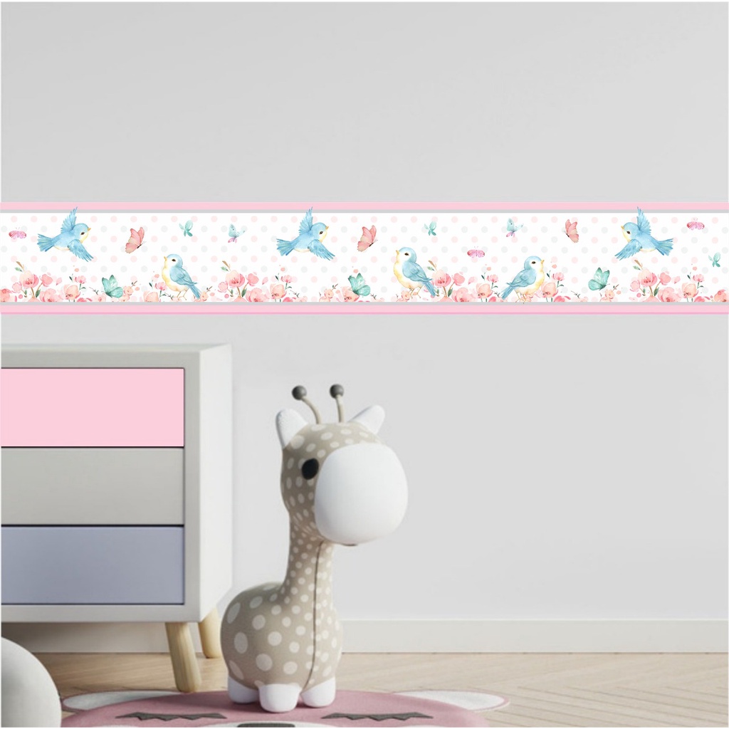 Faixa Adesiva Decorativa  Jardim Encantado - Papel de Parede Quarto de Menina - Adesivo de Parede Infantil