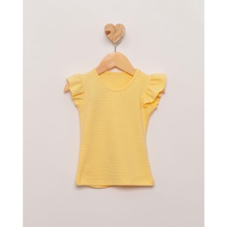 Blusa Bebê Manga Curta Texturizada Amarela
