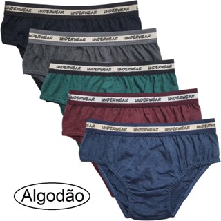 Kit 12 Cuecas Slip Infantil Lisa de Criança Algodão