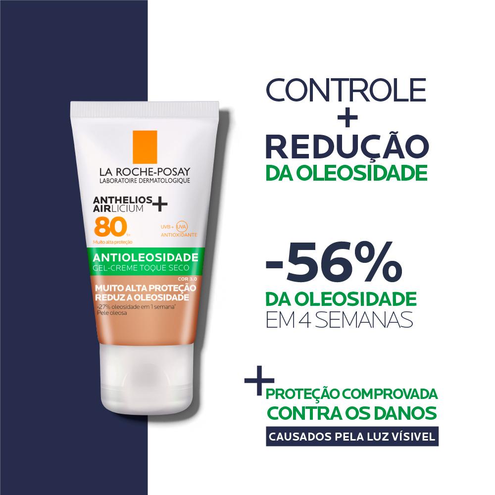 Detalhes do La Roche-Posay Anthelios Airlicium FPS80 3.0 Protetor Solar Facial Antioleosidade 40g