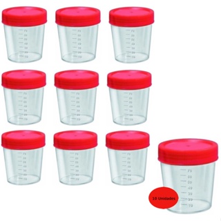 Kit Com 10 Coletores Para Fezes E Urina Universal Estéril Transparente 80ml em Oferta na Shopee