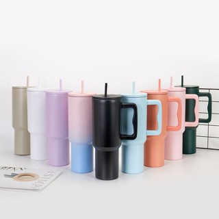 Copo Isolado A Vácuo De 40oz Com Palha Garrafa De Água De Aço Inoxidável Café Ar Para Carro Cabo De Parede Dupla Caneca De Viagem Isolada ,