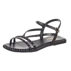 Sandalia Rasteira Feminina C/ Spikes Moda Tendência Elegante