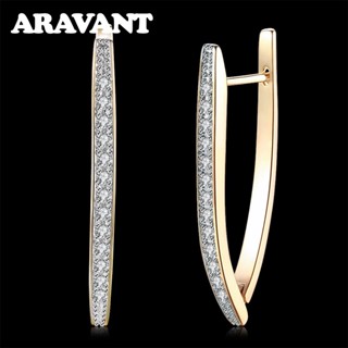 Aravant 925 Sterling Silver 18K Gold Casamento Ouro Brilhante Brincos De Cristal Diamante Para Mulheres Jóias De Luxo Fashion Party