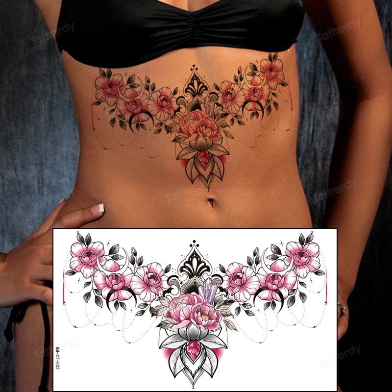 Tatuagem Temporária Feminina Esterno Sexy Arte Corporal Adesivo Jóias Flor Design À Prova Dwaterproof Água Falsa