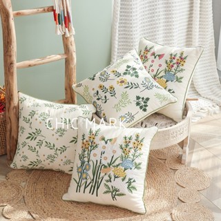 Lona De Algodão Bordado Floral Stely Capa De Almofada Ornamental Para Sala De Estar Decoração VAWX