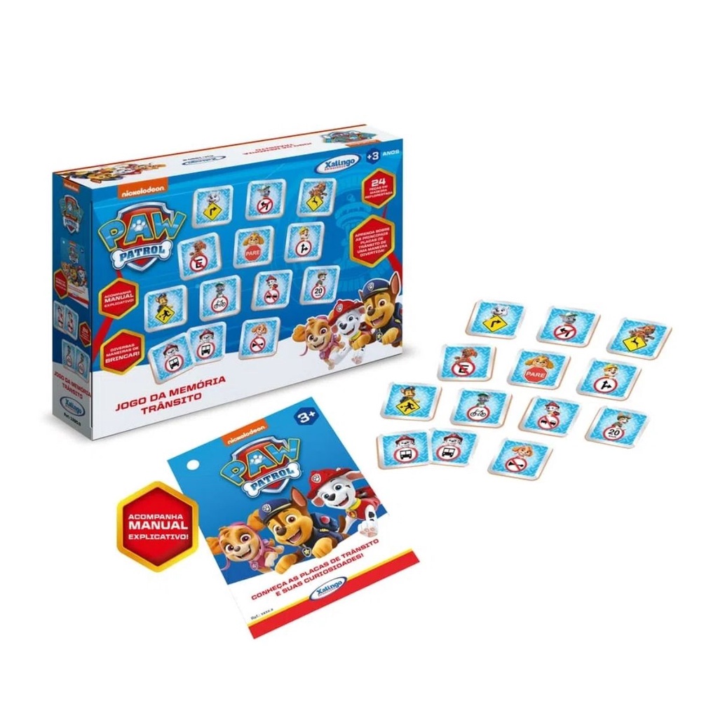 Brinquedo Infantil Jogo da Memória Trânsito Patrulha Canina com 24 Peças Xalingo - 1390.9 - Hobbies & Collections