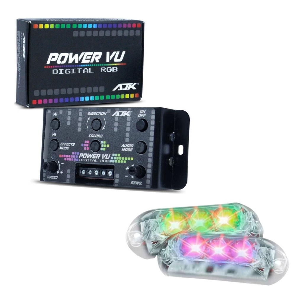 Central AJK Power VU RGB + 2 Faróis RGB AJK 6W em Oferta na Shopee