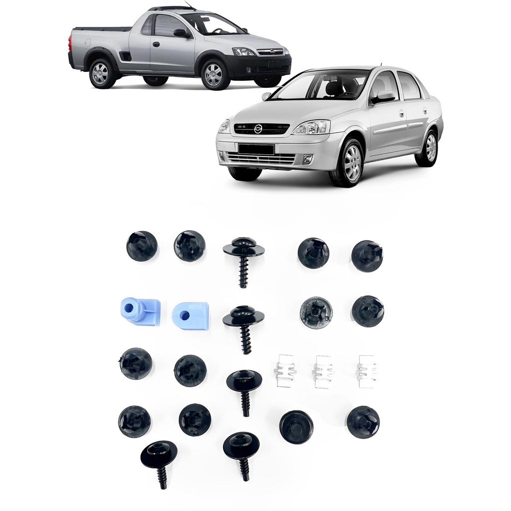 Kit 22 Pcs Grampo Parabarro Diant. Corsa Montana 2002 a 2012