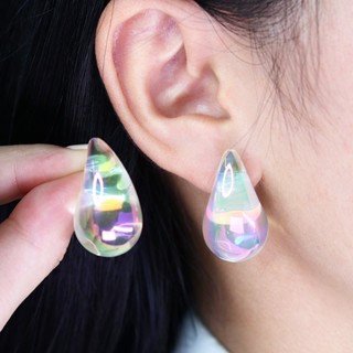 Linda Sereia Transparente Cor Da Brincos De Prata Redondos Para Meninas Doces E Legais