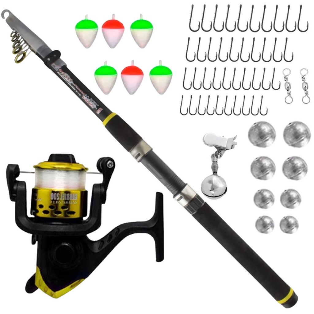 Vara De Pesca Telescopica Completa 2,70m Molinete E Acessórios em Oferta na Shopee