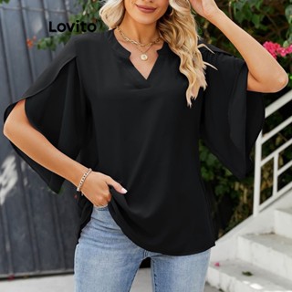 Lovito Elegante Blusa Feminina Lisa de Penas LNE31100 (Branco/Verde/Preto)