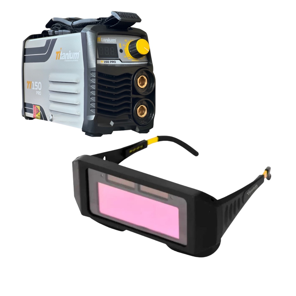 MAQUINA INVERSORA DE SOLDA TI150 PRO - 220V + OCULOS DE SOLDA AUTOMATICO TITANIUM