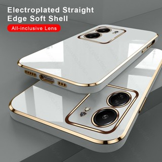 Redmi13C 4G Caixa 4G 6D Capa Macia De Eletrodeposição De Borda Reta TPU Para Xiaomi Redmi 13C 4G 13 C C13 Câmera Protetora À Prova De Choque Coque