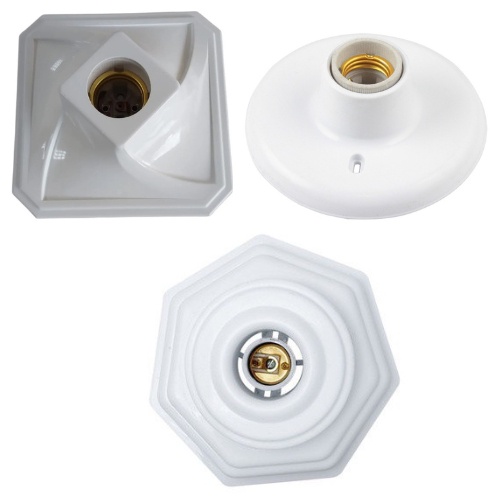 Plafon Plafonier Pvc Octogonal/Quadrado/Simples - Branco - Simples e Moderno Com Soquete e Trava