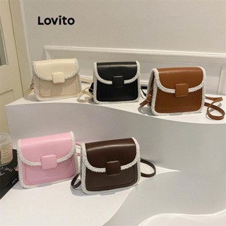 Lovito Bolsa De Ombro Pequena Casual Com Costura Colorida Em Tecido Liso Para Mulheres LFA11298