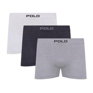 Kit C/3 Cuecas Boxer Polo 781 Algodão Sem Costura Sortido