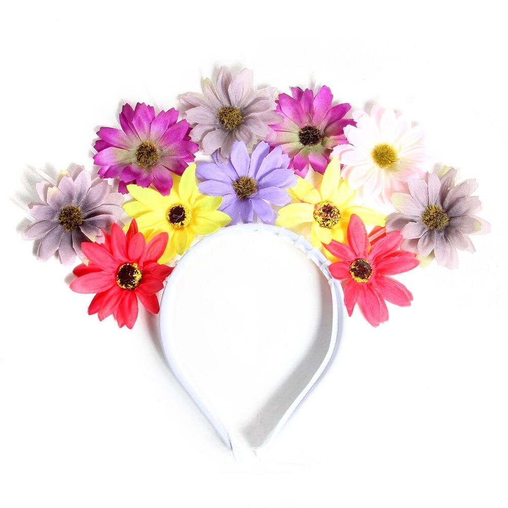 Tiara Margarida Coloridasadulta Forrada C/Poliester Fantasia - Fashion Accessories