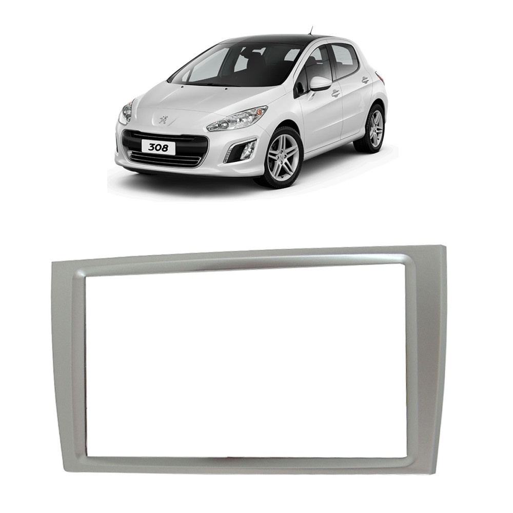 Moldura 2 Din Peugeot 308/408 Prata - Fiamon