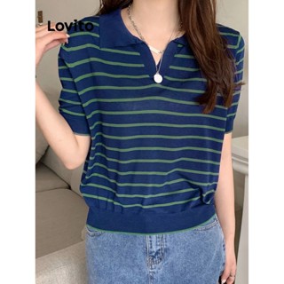 Lovito Tops De Malha Listrados Casuais Para Mulheres L77ED174