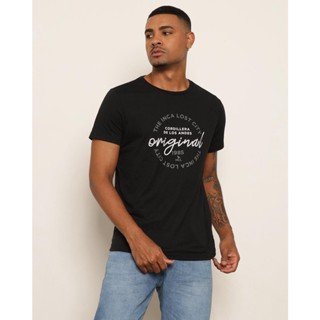Camiseta Masculina Estampa Frontal Manga Curta Preto