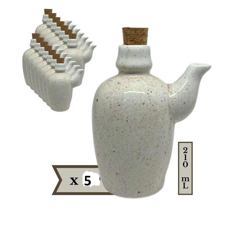 Kit 5 Jarra Porta Shoyu Sushi Creme Mesclado com Rolha