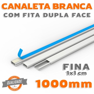Canaleta Fina 1x1cm PVC Branco com Fita Dupla Face de 1 Metro em Oferta na Shopee