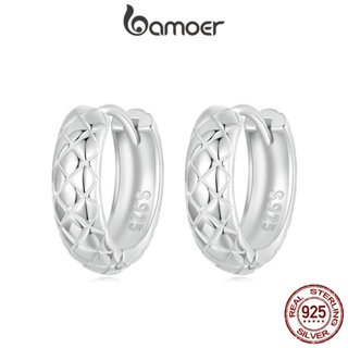 Brincos Bamoer 925 Sterling Sliver Hoop Diamante Design Textura Jóias Presentes Para Mulheres em Oferta na Shopee