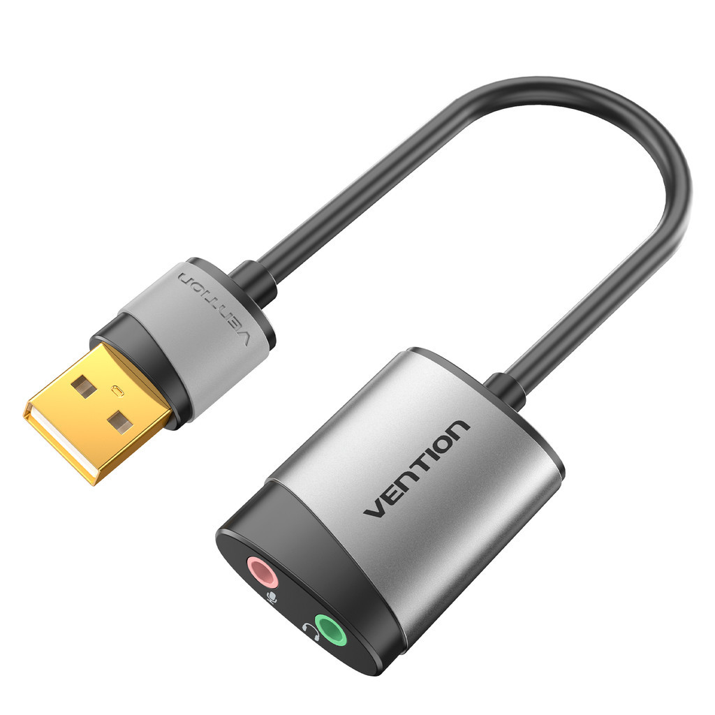 Placa De Som Externa Usb A Para P2 15cm Vention Headset Fone