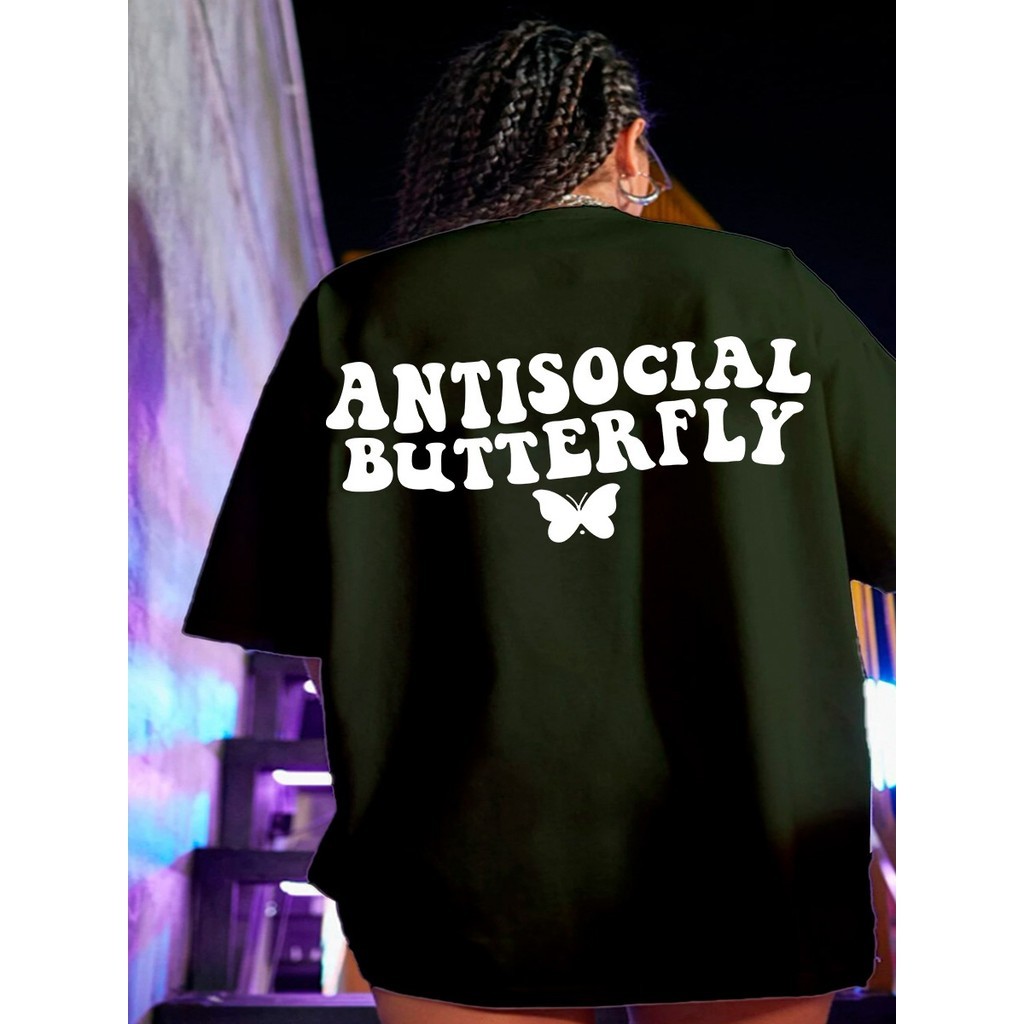 Camiseta T-Shirt Streetwear Unissex Life Style Estampada Antissocial Butterfly Blusa Oversized