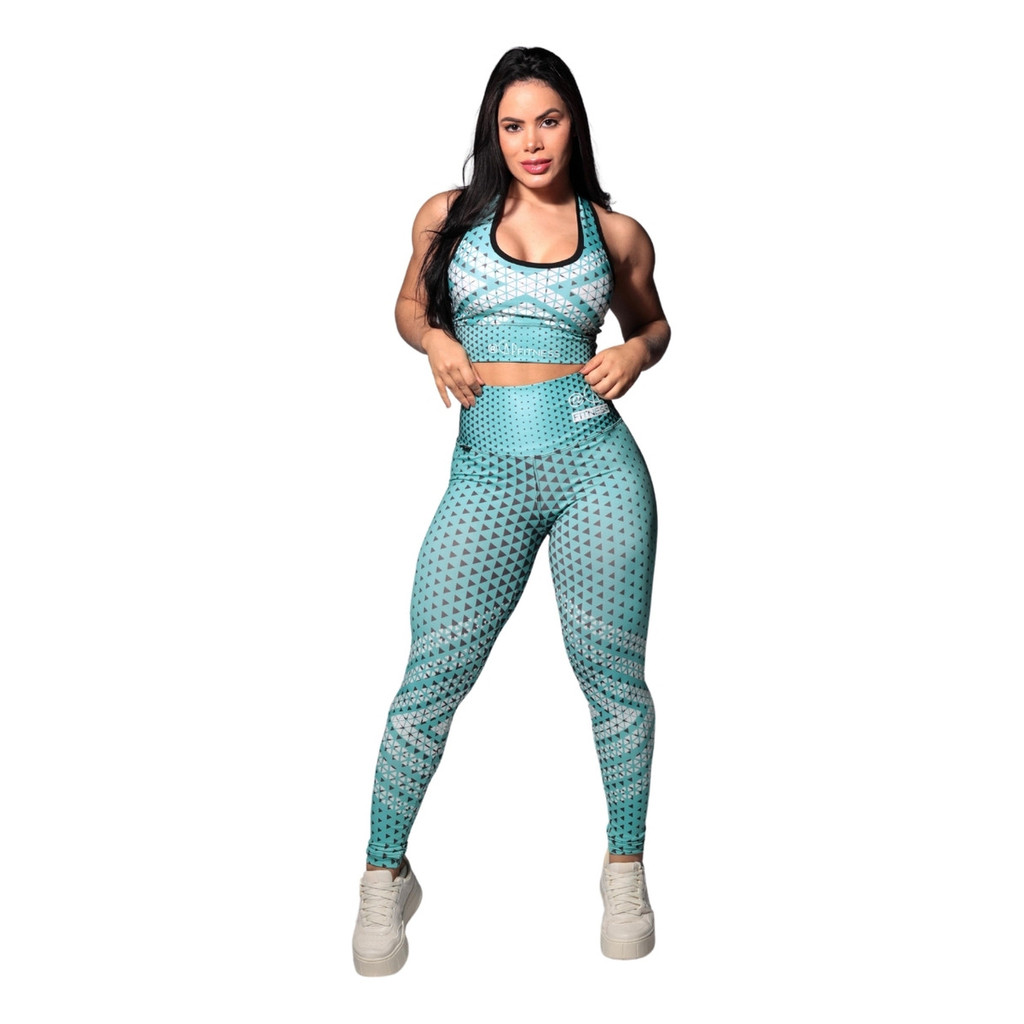 Conjunto Academia Feminino Estampado Legging E Top Com Bojo