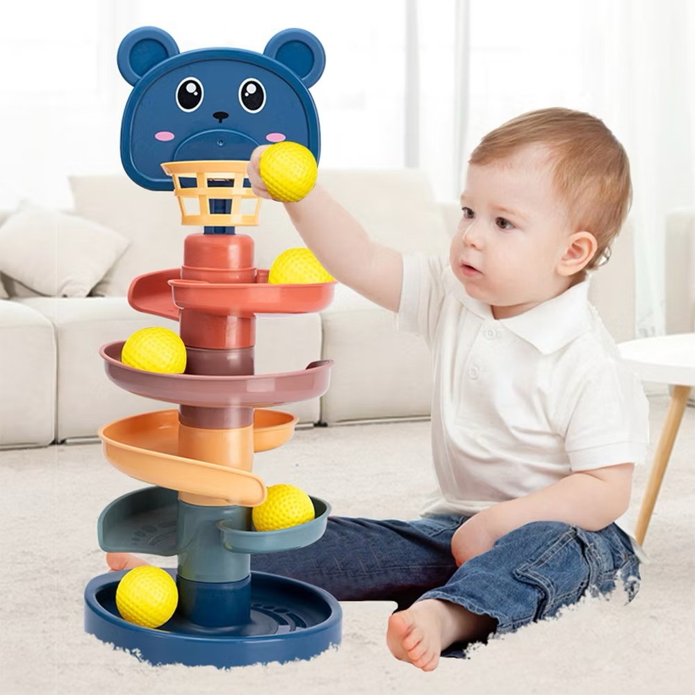 Torre Bolinhas Giratória Infantil Bebês Educativo Montessori em Oferta na Shopee