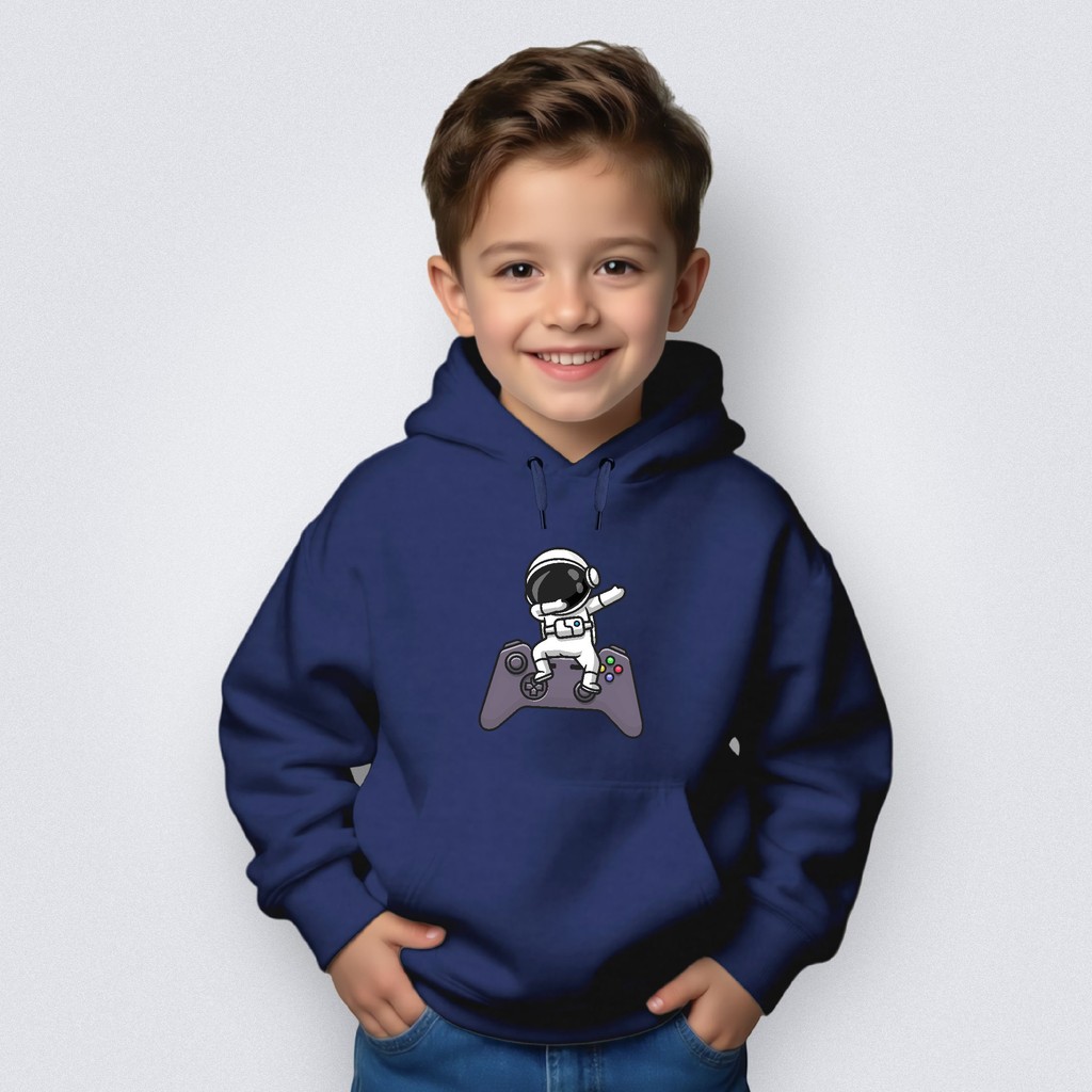 Blusa Moletom Flanelado Infantil Canguru Astronauta Game Controle Desenho Gola Careca Ps5 Xbox