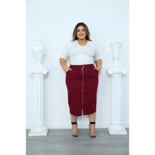 Saia Sarja Raissa – Saia Midi Feminina Elegante e Confortável