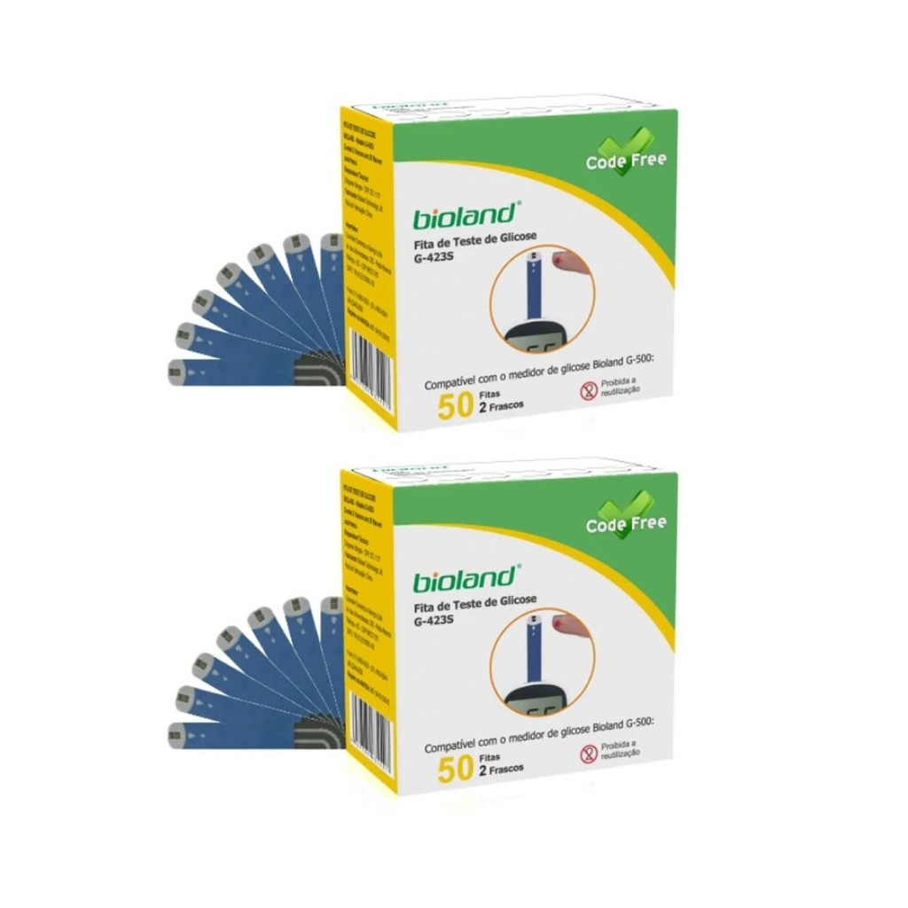 Tiras Para Medição de Glicose G-423S Bioland - 100 Unidades em Oferta na Shopee