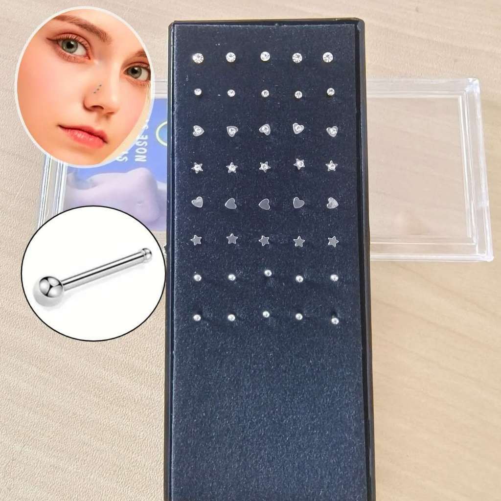 Piercing Nariz RETO Kit 40 Uni Várias Modelos Prata em Oferta na Shopee