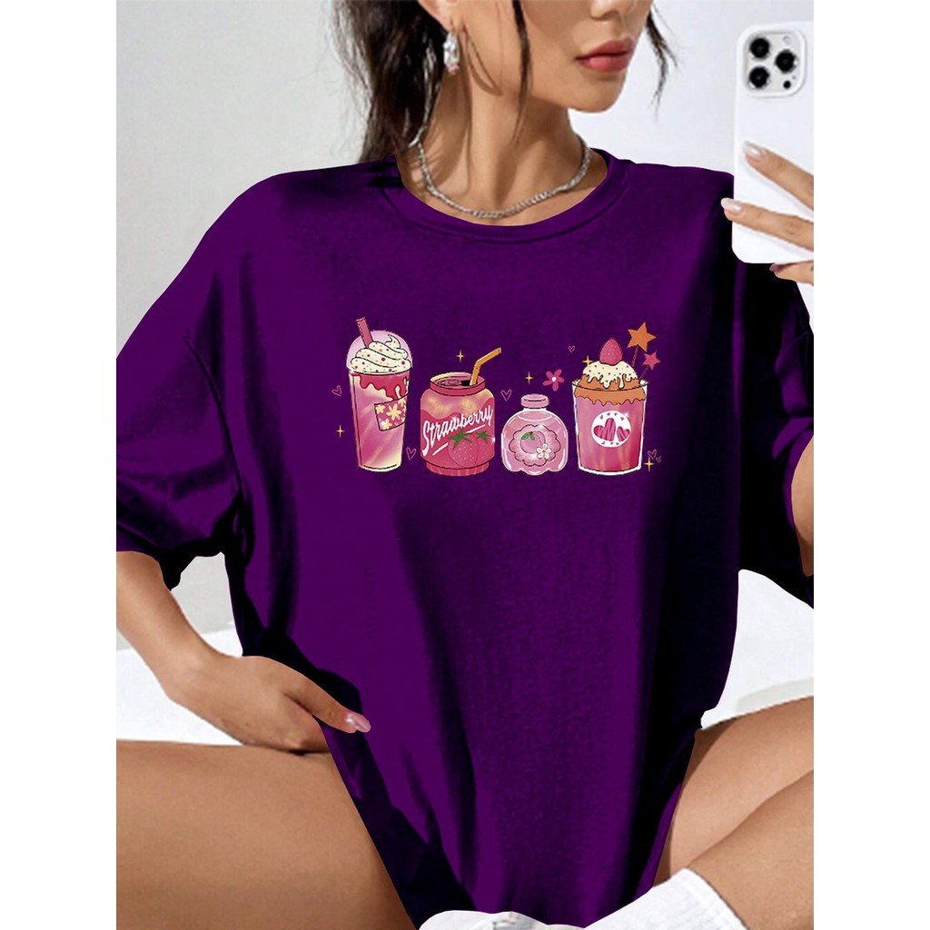 T Shirt Modern Moda Gringa Estampa Docinhos De Morango Dear Divine Shining Sweets Plus Size