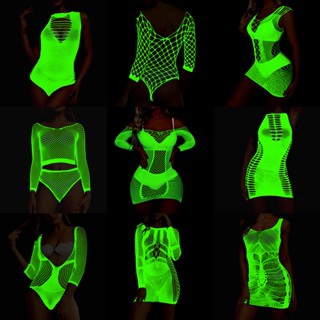 Lingerie Sexy Lingerie Luminous Net Clothes Fluorescente Vestido de noite Sling Slimmer Look Sexy Luminous Sling Underwear Hollow