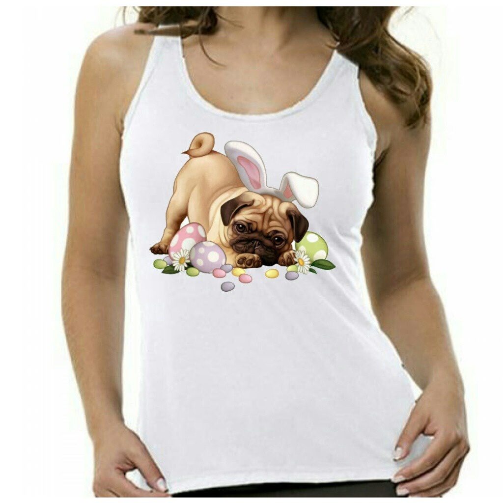Camiseta Regata Feminina Cachorro Raça Pug Barato Promoção