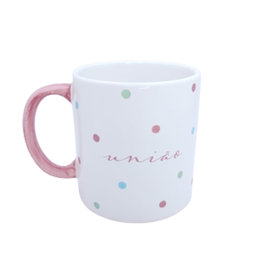 Caneca Color Dots Rosa União 300 ml - 1 unidade - Cromus - Rizzo