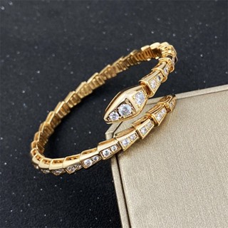 Titânio Aço Diamante Cobra em forma de serpente Gypsophila Fashion Design Bracelet Feminino Tudo requintado...